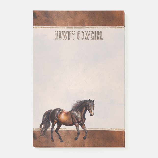 Western Brown Horse Cowboy Cowgirl Post-it Block (Framsida)