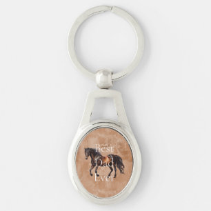 Western Brown Horse Ovalt Silverfärgad Nyckelring