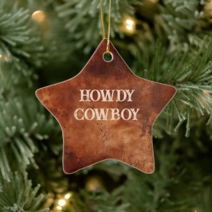 Western Brown Howdy Cowboy Brown Julgransprydnad Keramik