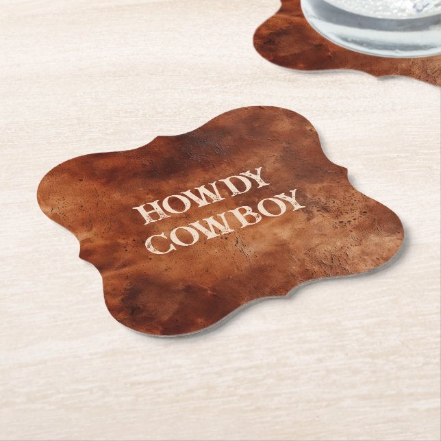 Western Brown Howdy Cowboy Brown Underlägg Papper (Vinklad)