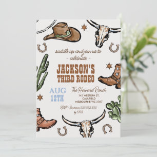 Western Brown Vilda western Cowboy Rodeo Birthday Inbjudningar