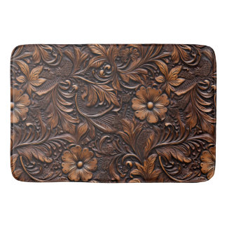 Western brun Blommigt Faux Leather Badrumsmatta