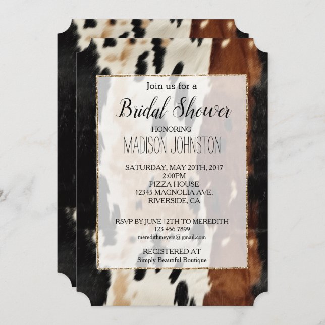 Western Brun Kräm Kuhud  Inbjudningar (Fram/baksida)