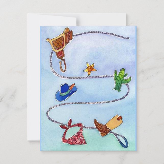 Western Buckaroo för tomt inbjudanmeddelande Inbjudningar (Framsida)