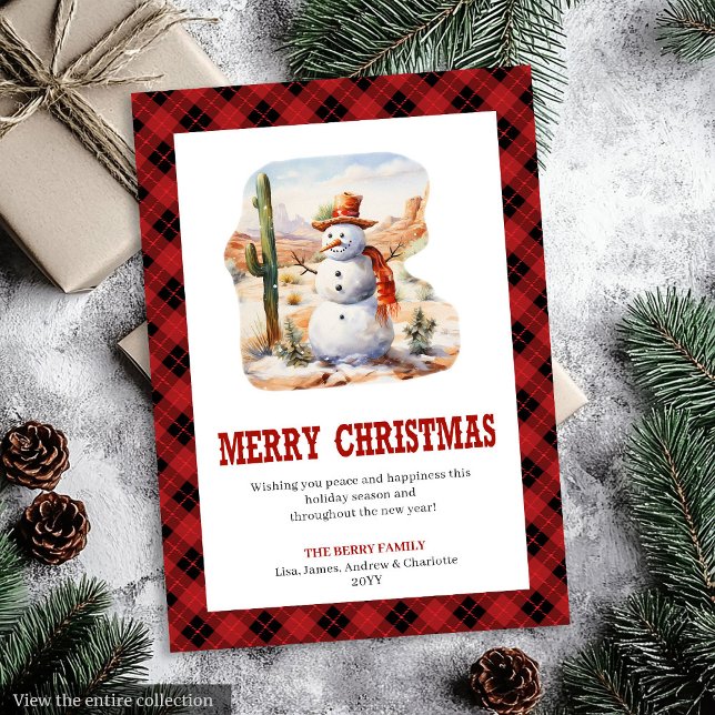 Western Buffalo Check Merry Christmas Card Julkort (Western Buffalo Check Merry Christmas Card)