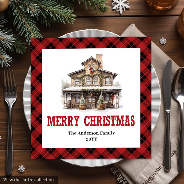 Western Buffalo Plaid Christmas Paper Napkins Pappersservett (Western Buffalo Plaid Christmas Paper Napkins)