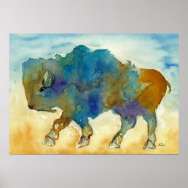Western Buffalo Stylized-konstform Poster