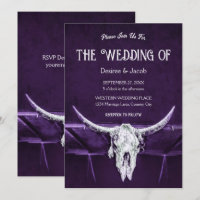Western Bull Cow Skull Mörk Lila White Rustic