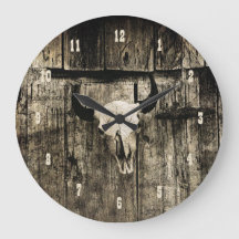 Western Bull Skull Vintage Brown Rustic Wood Barn