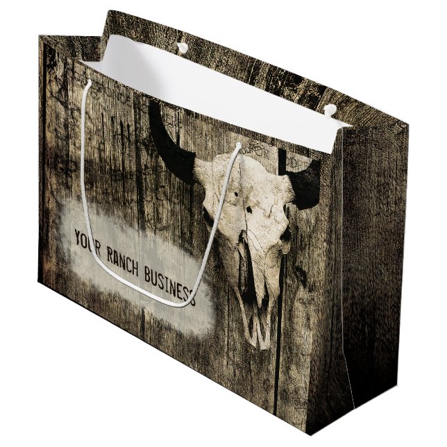 Western Bull Skull Vintage Sepia Rustic (Framsidan Vinklad)