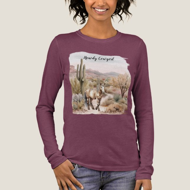Western Cactus Horse T Shirt (Framsida)