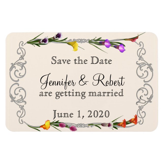 Western Calla Lily Posh Bröllop spara datum Magnet (Horisontell)