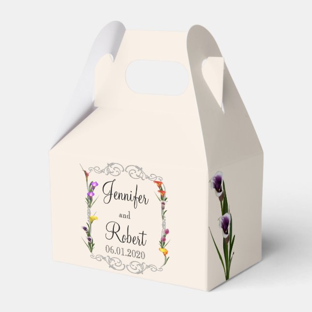 Western Calla Lily Posh Wedding Favor Box Presentaskar (Framsidan Sidan)