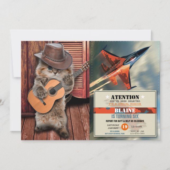 Western Cat cowboymusiker med gitarr Inbjudningar (Framsida)