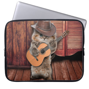 Western Cat cowboymusiker med gitarr Laptop Fodral