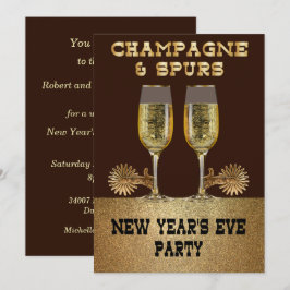 Western Champagne och Spurs Nyårsafton Party Inbjudningar