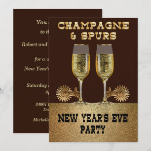 Western Champagne och Spurs Nyårsafton Party Inbjudningar