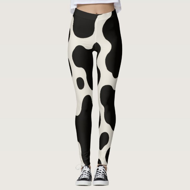Western Charm Rodeo Säsong Kul Ko Print  Leggings (Framsida)