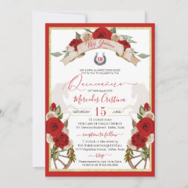 Western charro Apple Red Horses Quinceanera Inbjudningar