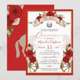 Western charro Apple Red Horses Quinceanera Inbjudningar