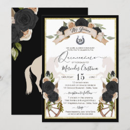 Western Charro Black Ro & Horses Quinceanera Inbjudningar