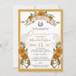 Western Charro Golden Gul ros Quinceanera Inbjudningar