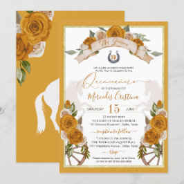 Western Charro Golden Gul ros Quinceanera Inbjudningar