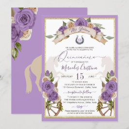 Western Charro Lavender Ro Horses Quinceanera Inbjudningar
