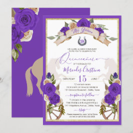 Western Charro Lila Ro Horses Quinceanera Inbjudningar