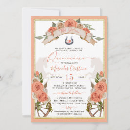 Western Charro Peach Ro Horse Quinceañera Inbjudningar