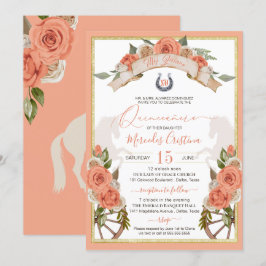 Western Charro Peach Ro Horse Quinceañera Inbjudningar