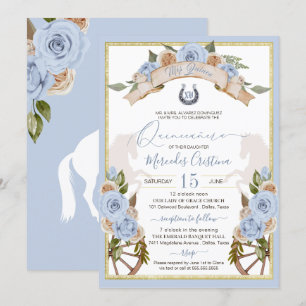 Western charro Powder Light Blue Horse Quinceanera Inbjudningar
