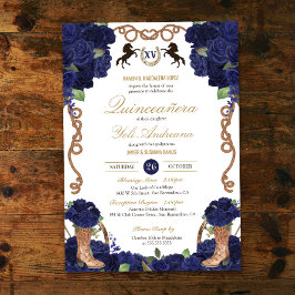 Western Charro Quinceañera, blå Ro Inbjudningar