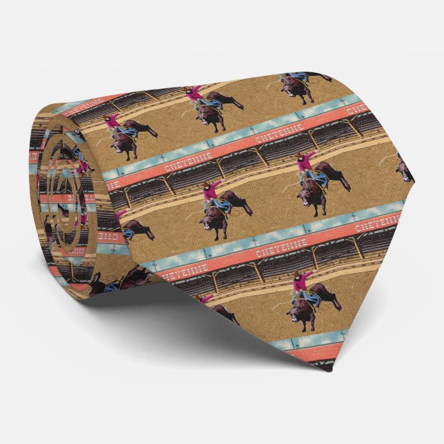 Western Cheyenne Rodeo Cowboy Bull Riding Necktie Slips (Rullad)