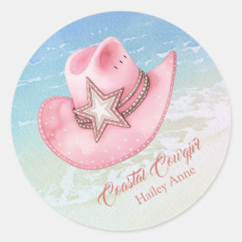 Western Chic Coastal Cowgirl Hat Sticker Runt Klistermärke