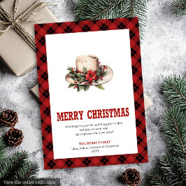 Western Christmas card with cowboy hat print Julkort