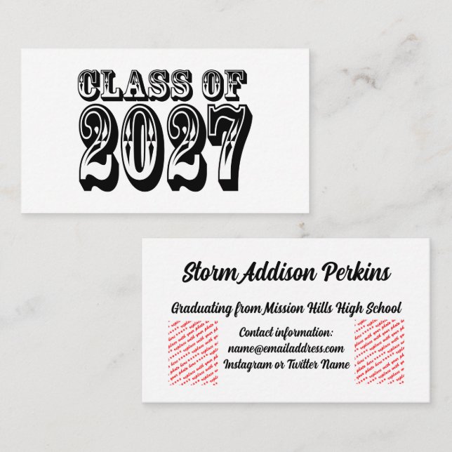 Western Class of 2027 Examen Visitkort (Fram/baksida)