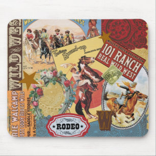 western collagemousepad för vintage musmatta