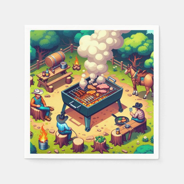 Western Cookout Grilling Party Pappersservett (Framsidan)