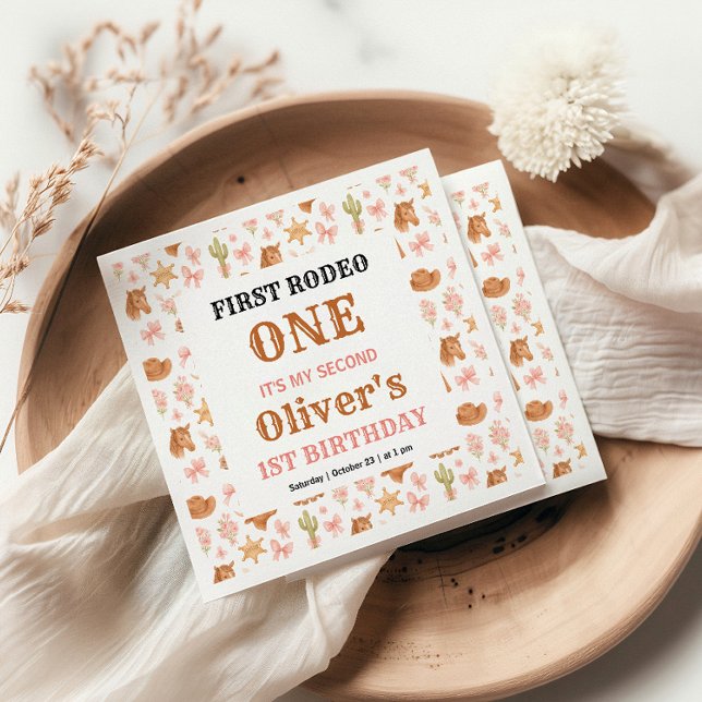 Western Coquette Cowgirl 1st Birthday Cute Pink Pappersservett (Western Coquette Cowgirl 1st Birthday Cute Pink napkins
)