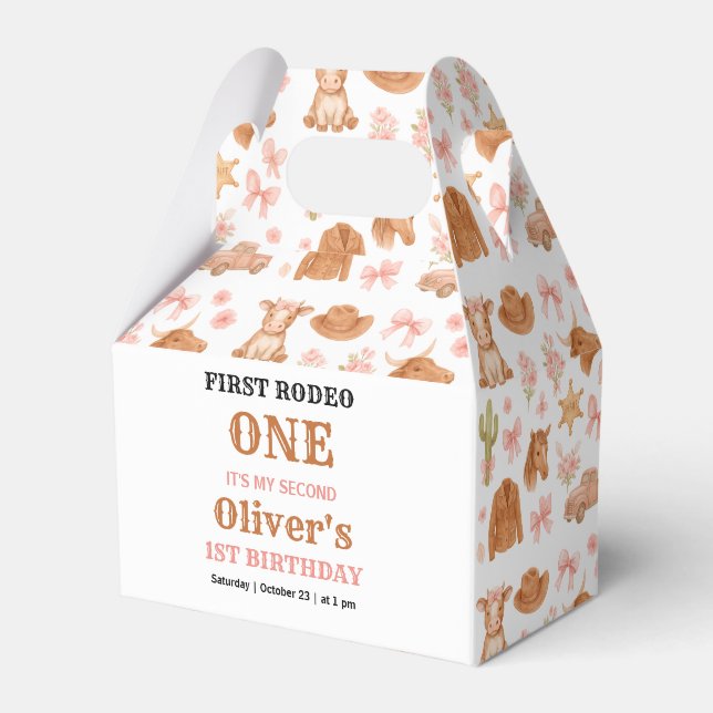 Western Coquette Cowgirl 1st Birthday Cute Pink Presentaskar (Framsidan Sidan)