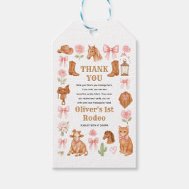 Western Coquette Cowgirl 1st Birthday Cute Pink Presentetikett
