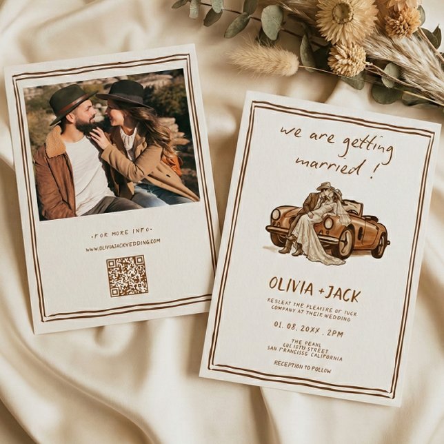 Western Country Boho Photo QR Code Wedding   Inbjudningar (Skapare uppladdad)