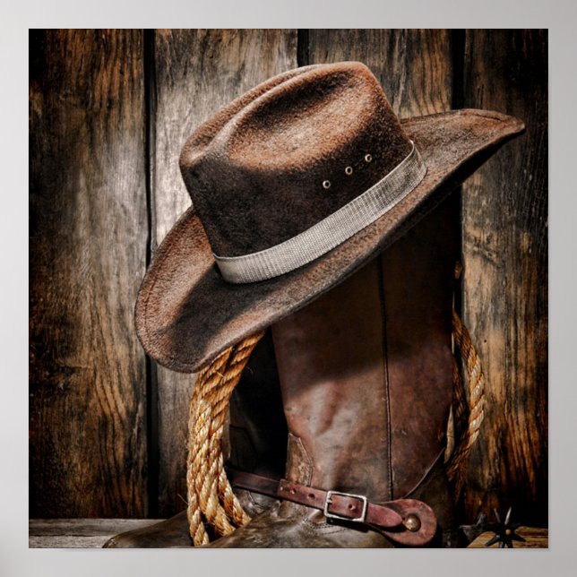 western country brown barn wood cowboy boots poster (Framsidan)