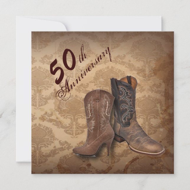 Western country Cowboy 50-års bröllopsjubileum Inbjudningar (Framsida)