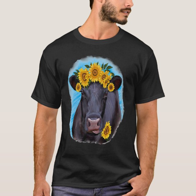 Western Country Farm Farmer Black Cow Angus Cow Su T Shirt (Framsida)