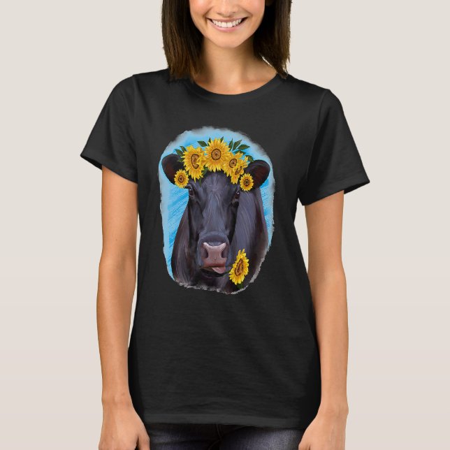 Western Country Farm Farmer Black Cow Angus Cow Su T Shirt (Framsida)