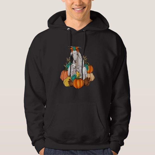 Western Country Goat Family Fall Pumpkin Fall Autu Hoodie (Framsida)