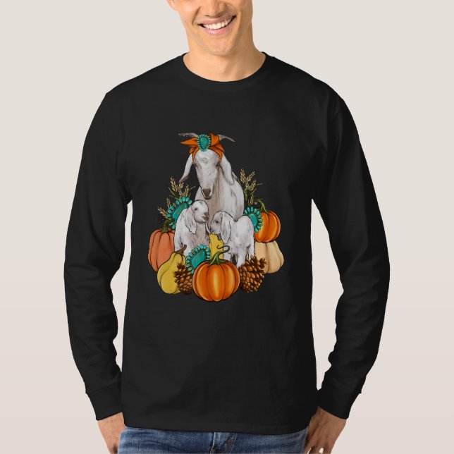 Western Country Goat Family Fall Pumpkin Fall Autu T Shirt (Framsida)