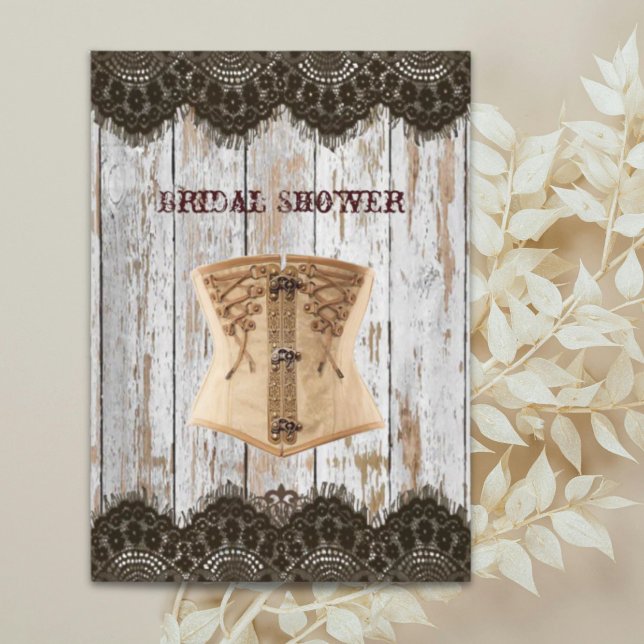 Western country korsett steampunk bröllopsfest inbjudningar (Western country corset steampunk bridal shower invitation)